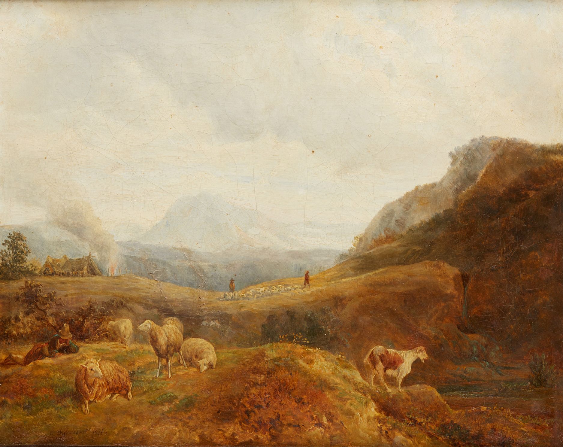 Jacques Raymond BRASCASSAT (1804-1867) Berger et son troupeau huile sur toile, s&hellip;