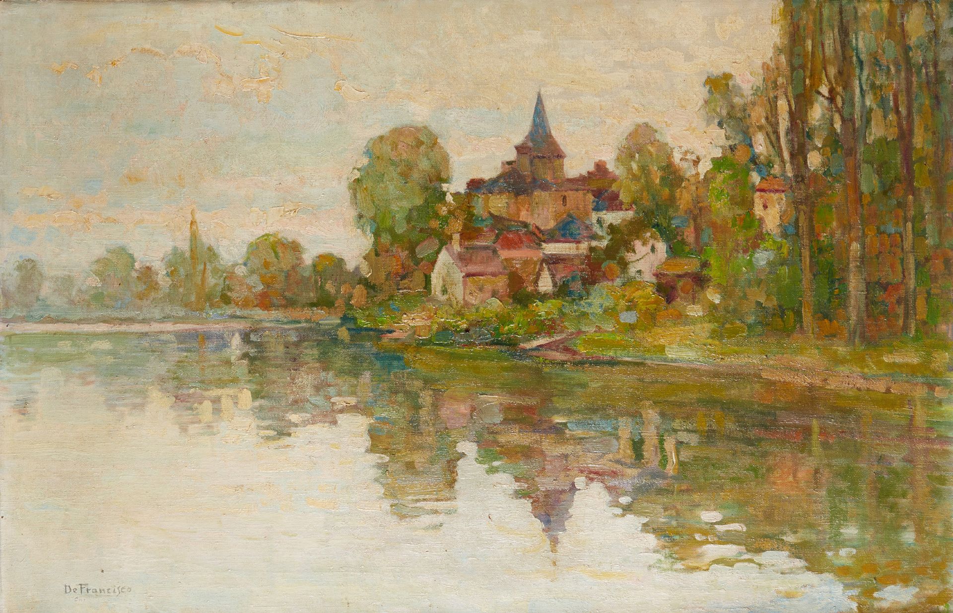 Pietro de FRANCISCO (1873-1969) Vista di Carennac
Olio su tela
58 x 90 cm