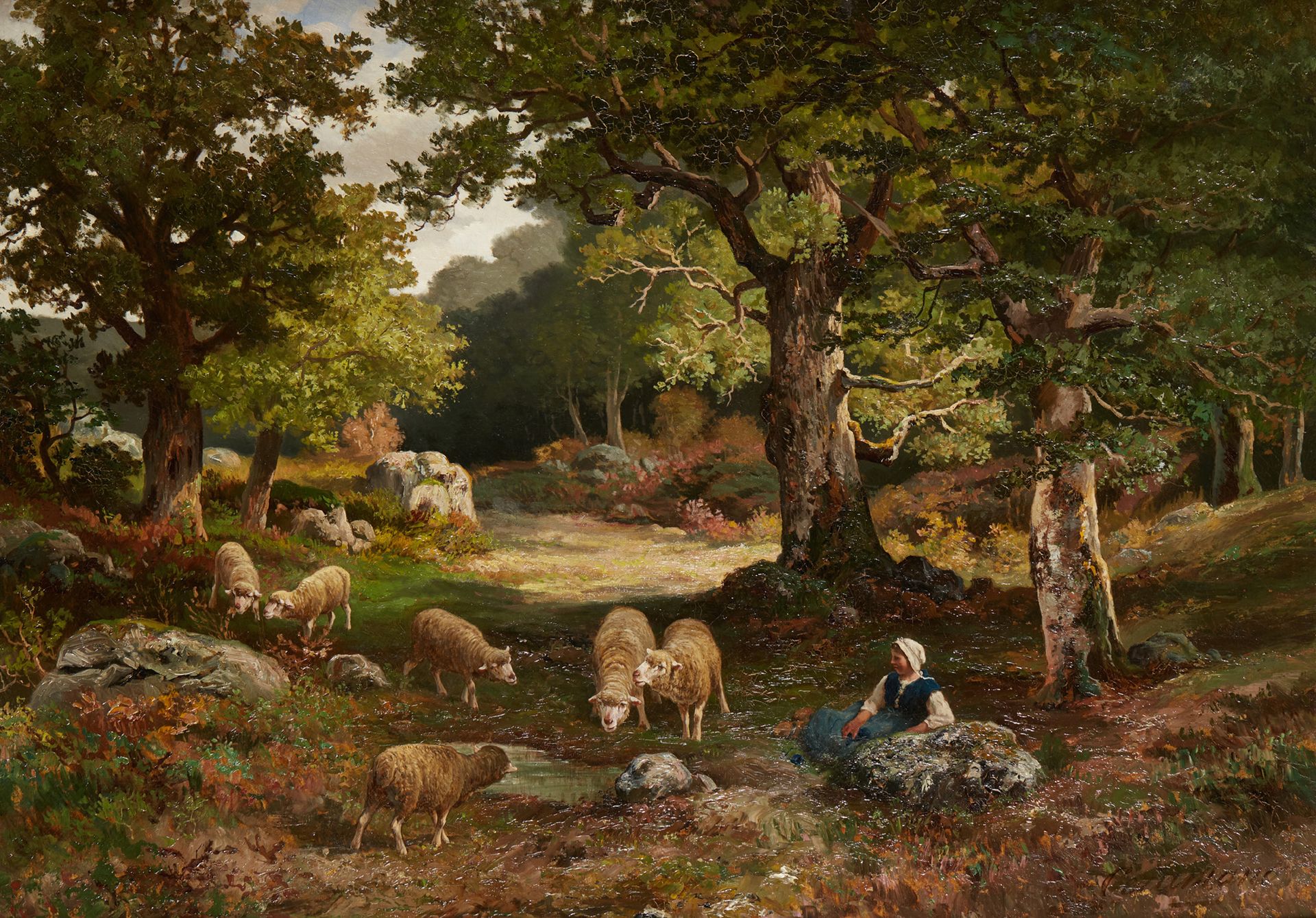 Charles Ferdinand CERAMANO (1829-1909) 粘贴场景
布面油画，右下方签名
71 x 100 cm
