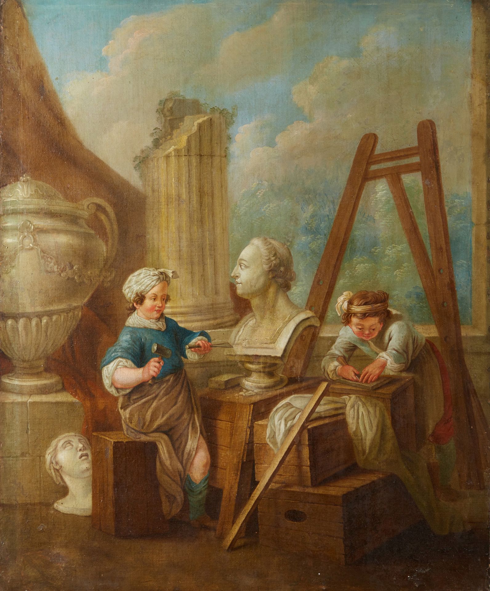 Ecole FRANÇAISE du XVIIIe siècle, suiveur de Carle VAN LOO 
Allegoria della scul&hellip;