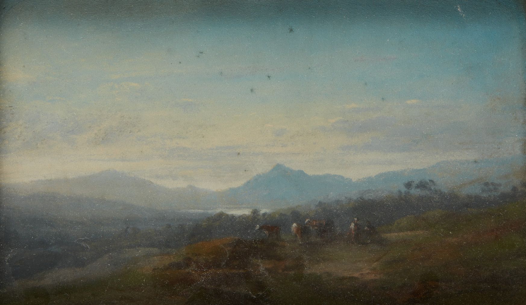 Jules COIGNET (Paris 1798 - 1860) 湖边的风景
纸张上有斑纹
右下角有签名 J. Coignet
13 x 22 cm