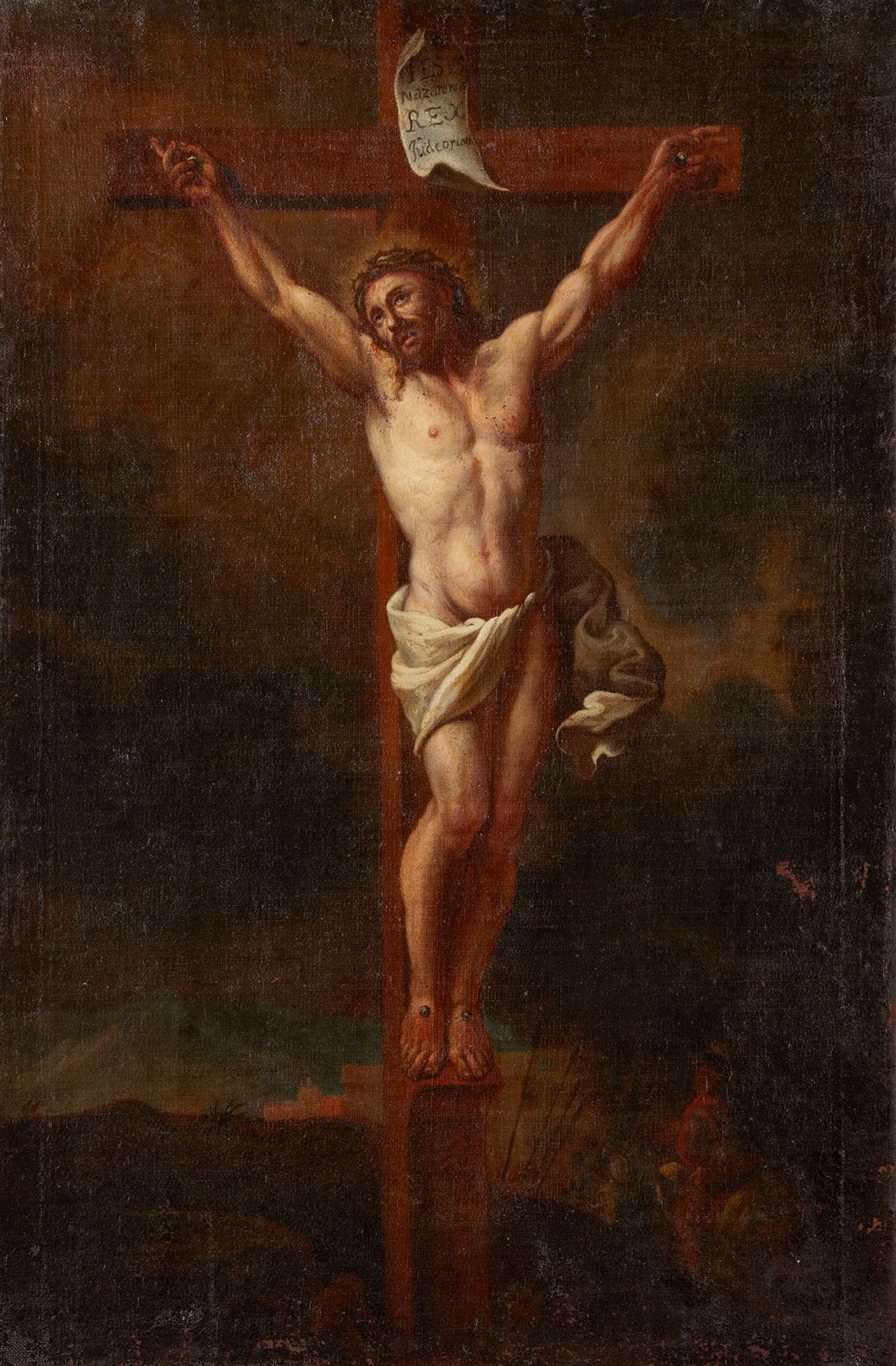 École FLAMANDE vers 1650 Christ en Croix
Sur sa toile d'origine
92 x 60 cm
