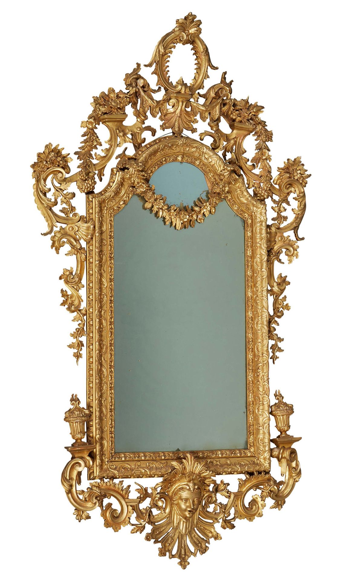 Null RARE PAIR OF MIRRORS with mercury in their richly carved and gilded frames;&hellip;