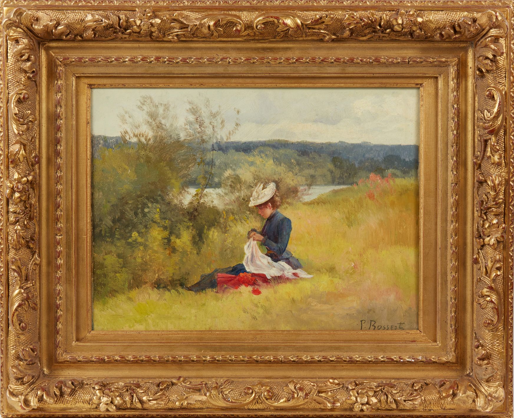 Paul ROSSERT (1851-1918) Elégante à la couture au bord de l'eau
Huile sur pannea&hellip;