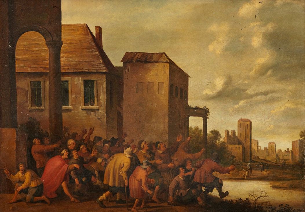 JOOST CORNELIS DROOCHSLOOT (UTRECHT 1586 - 1666) Scena di villaggio
Tela
Firmato&hellip;