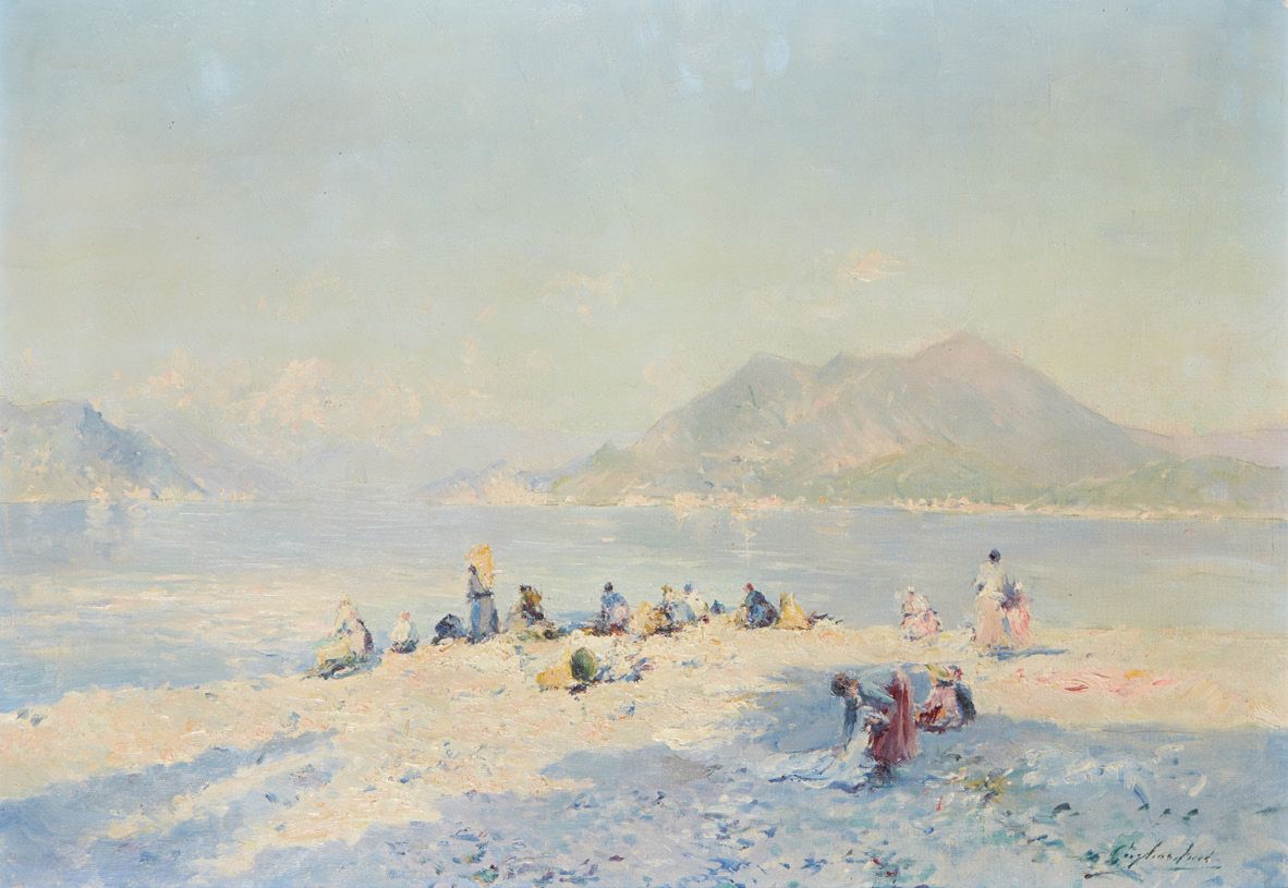 Julien Gustave GAGLIARDINI (1846-1927) Belebte Strandpromenade
Öl auf Leinwand, &hellip;