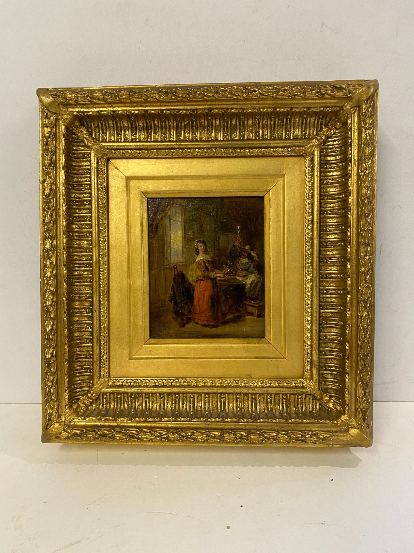 Null 查尔斯-兰瑟(1799-1879)

午餐

面板油画，左下角有签名。

尺寸：13 x 11厘米