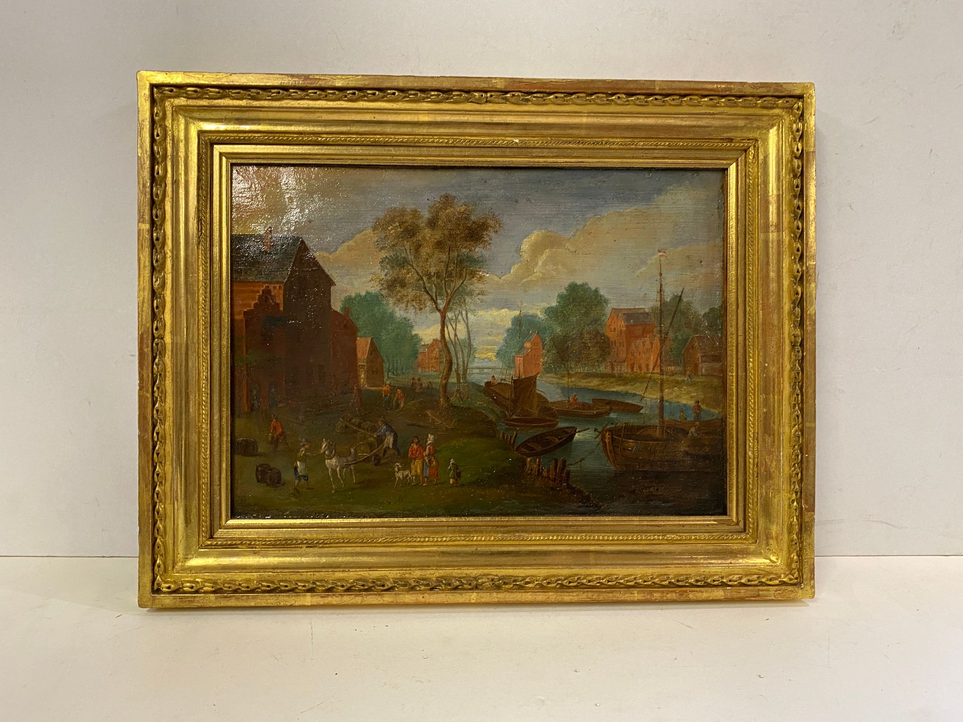 Null Flemish School

Village scene on the river bank

Oil on copper

Size : 18 x&hellip;