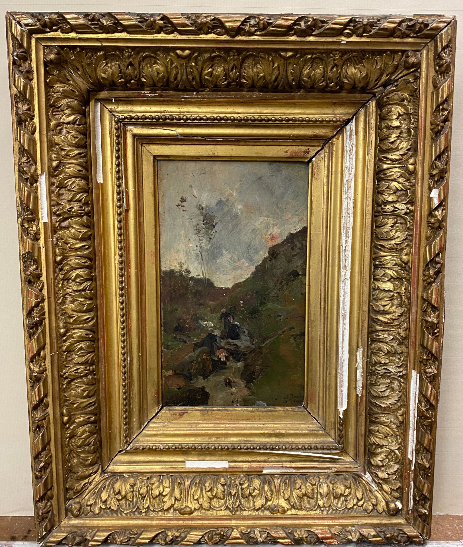 Null 莱昂-热尔曼-佩卢斯 (1838-1891)

女工

油画，右下角签名，献给朋友Jourdain。

尺寸：23,5 x 14 cm