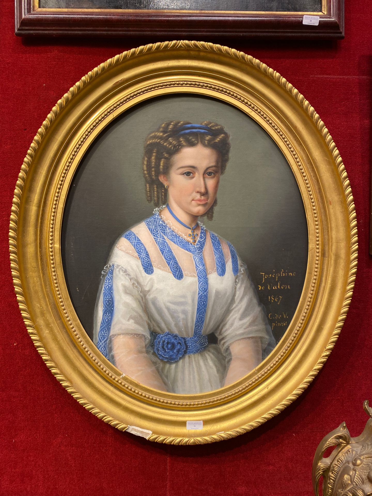 Null Ecole FRANCAISE 1867

Portrait de Joséphine de Valon

Toile ovale, sur sa t&hellip;
