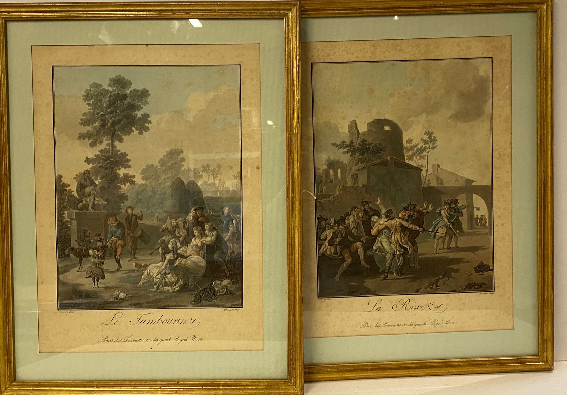 Null Suite of four engravings in colors: 

The brawl, village wedding, village f&hellip;