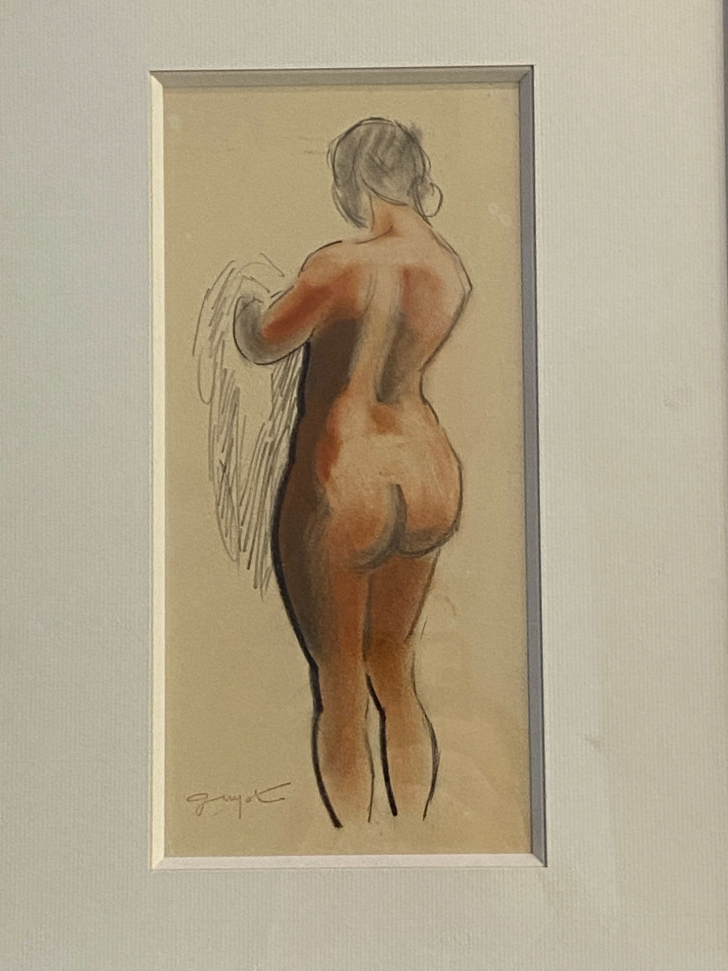 Null Georges Lucien GUYOT (1885-1973)

女性裸体从后面

纸上铅笔和红粉笔。

在右下角盖有签名。

尺寸：26 x 12&hellip;