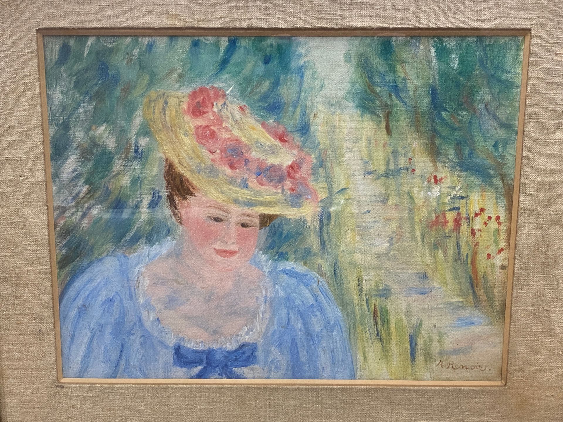 Null 戴帽子的女人肖像

布面油画，右下方署名A.RENOIR。

尺寸：27x34厘米（视线）。