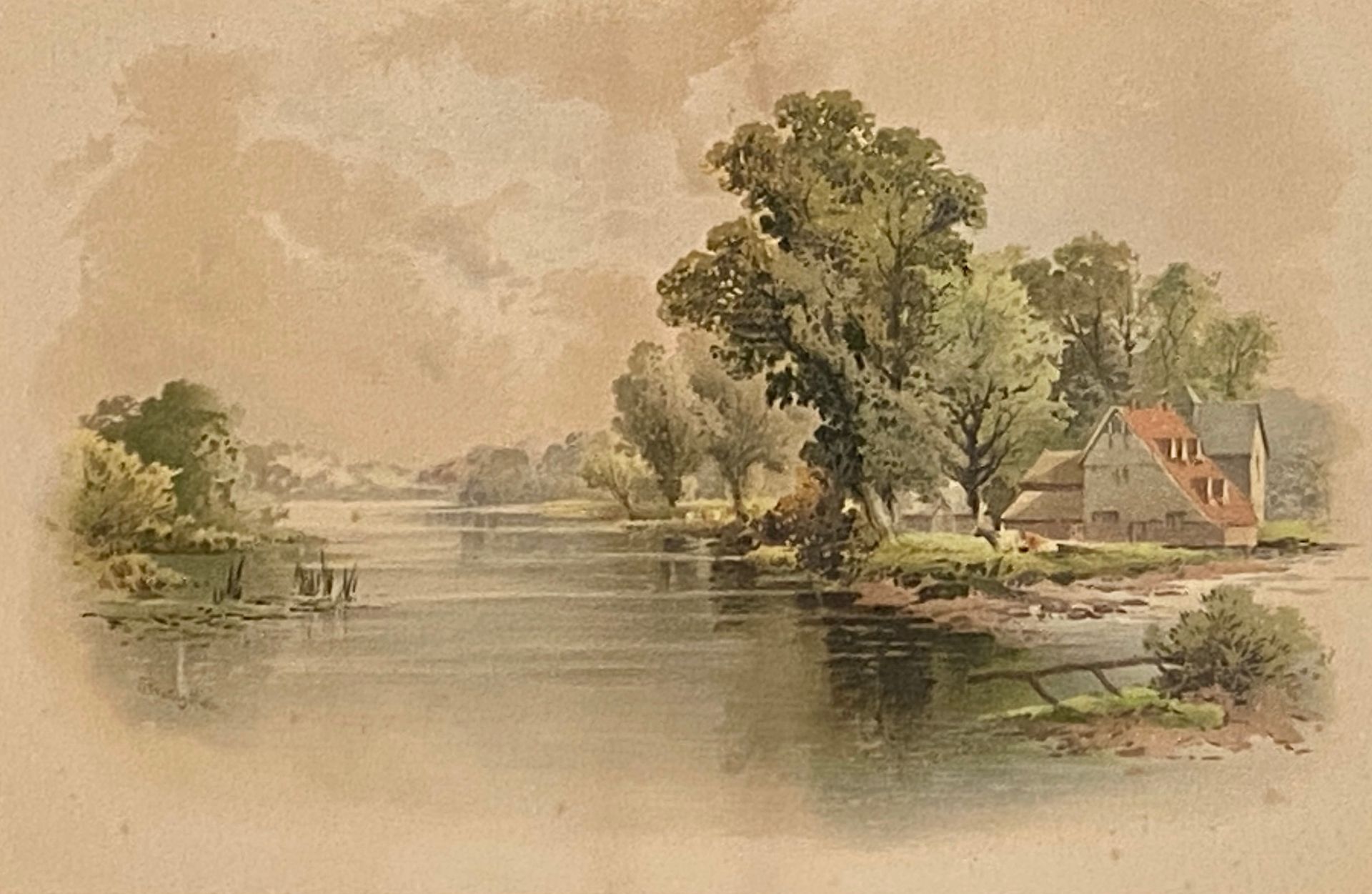 Null Haus am Teich

Chromo in Farbe 

Signiert unten links "Strearly Mill".

Grö&hellip;