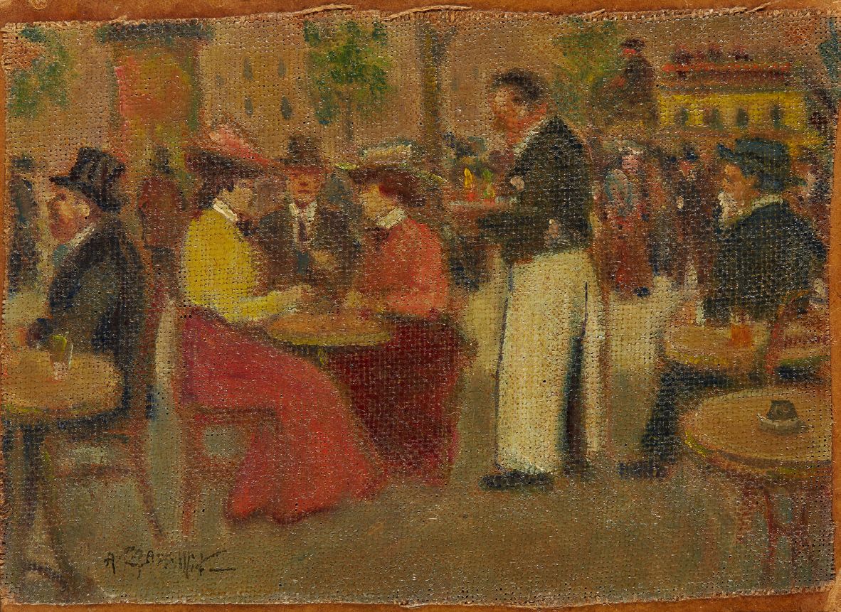 Augustin Grass-Mick (1873-1963) Le café Cyrano, Paris, 1912
Huile sur toile maro&hellip;