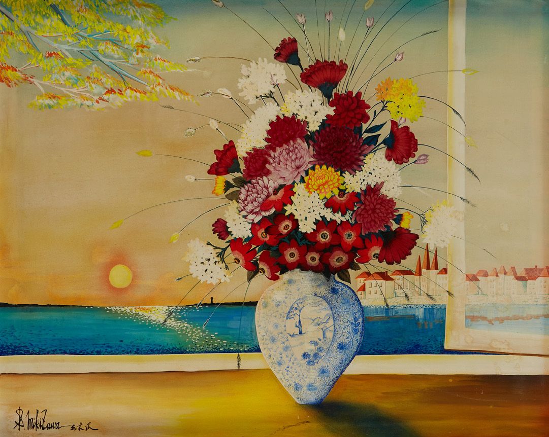 MIKI TAURA Vase de fleurs
Huile sur toile Signée en bas à gauche en français et &hellip;