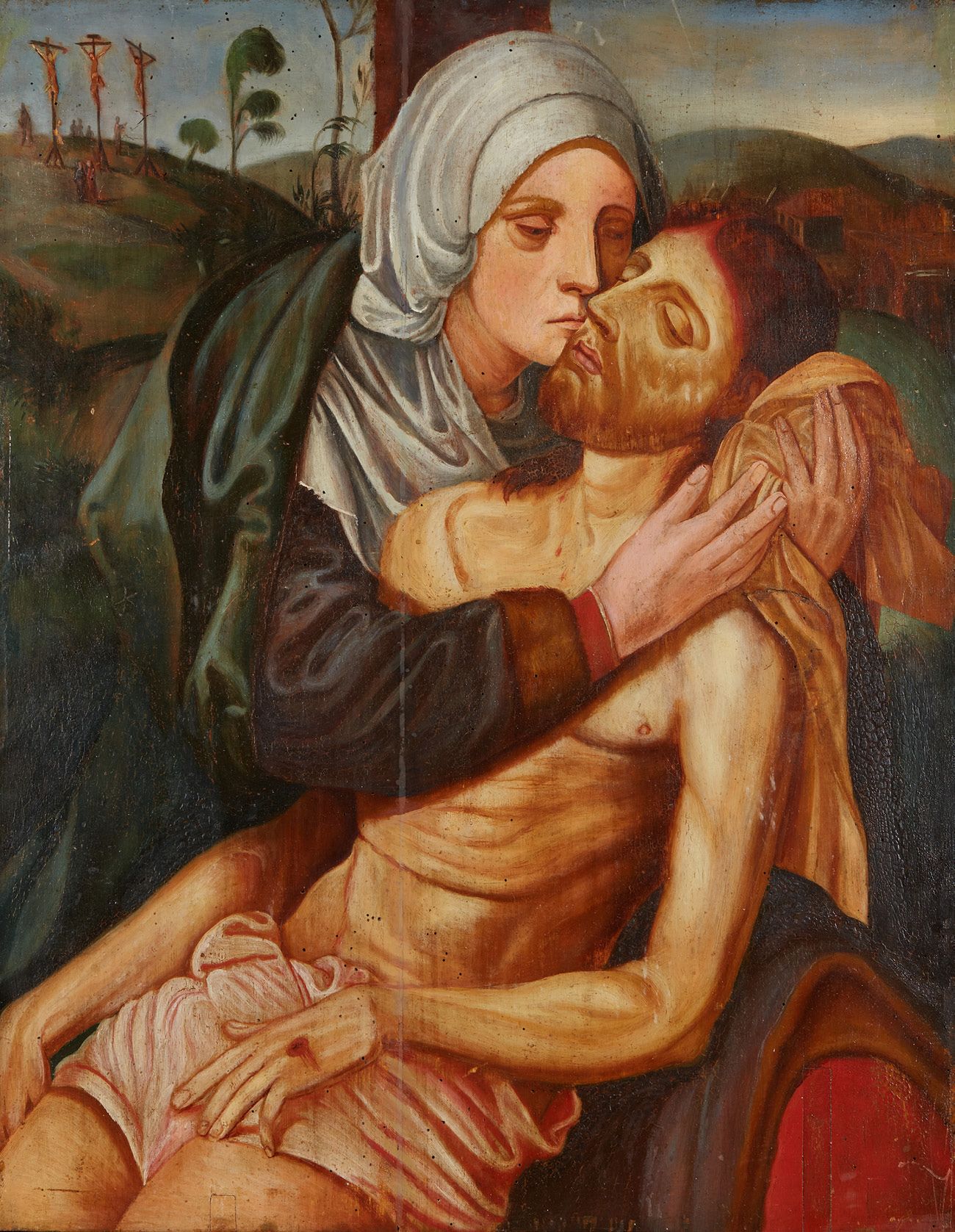 École du XIXe siècle Le Christ et Marie
Huile sur panneau 60,5 x 47,5 cm