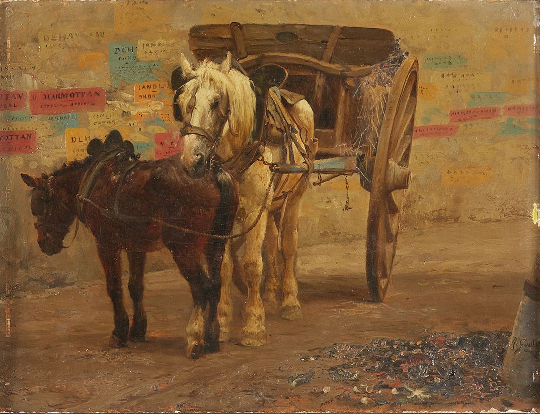 Jean Richard GOUBIE (Paris 1842 - 1899) Cariole tirée par des chevaux
Carton
Sig&hellip;