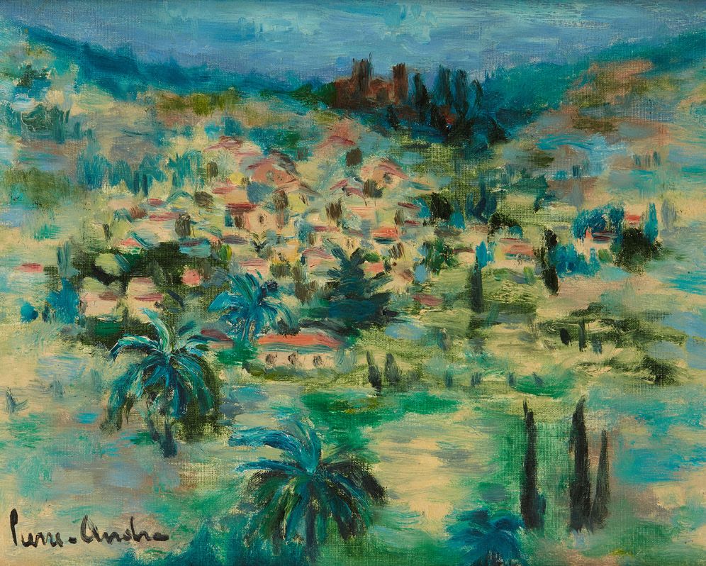 Pierre ANDRE (XXe siècle) Ansicht von Bormes les Mimosas
Öl auf Leinwandkarton.
&hellip;