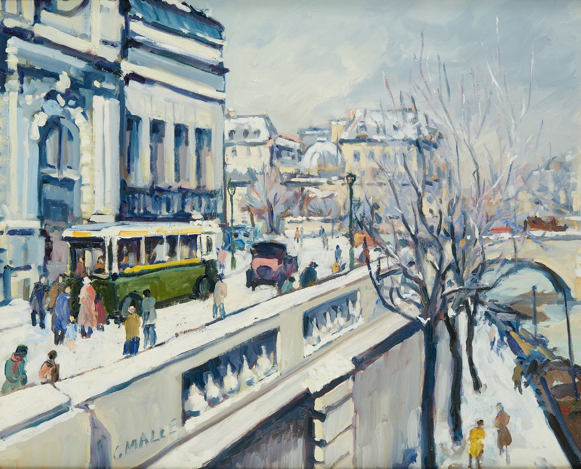 Charles MALLE (né en 1935) Quai d'Orsay en hiver Huile sur toile. Signée en bas &hellip;