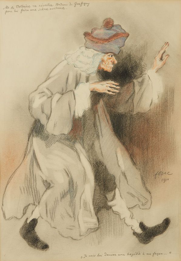 Ferdinand BAC (1859-1952) Mr de Voltaire, 1911
Crayons sur papier.
Signée en bas&hellip;