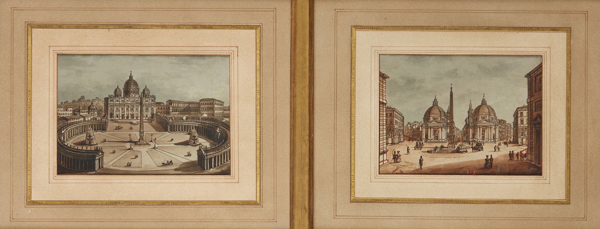 Ecole FRANÇAISE vers 1830 Vue du Vatican
Vue de la piazza del Popolo
Deux dessin&hellip;
