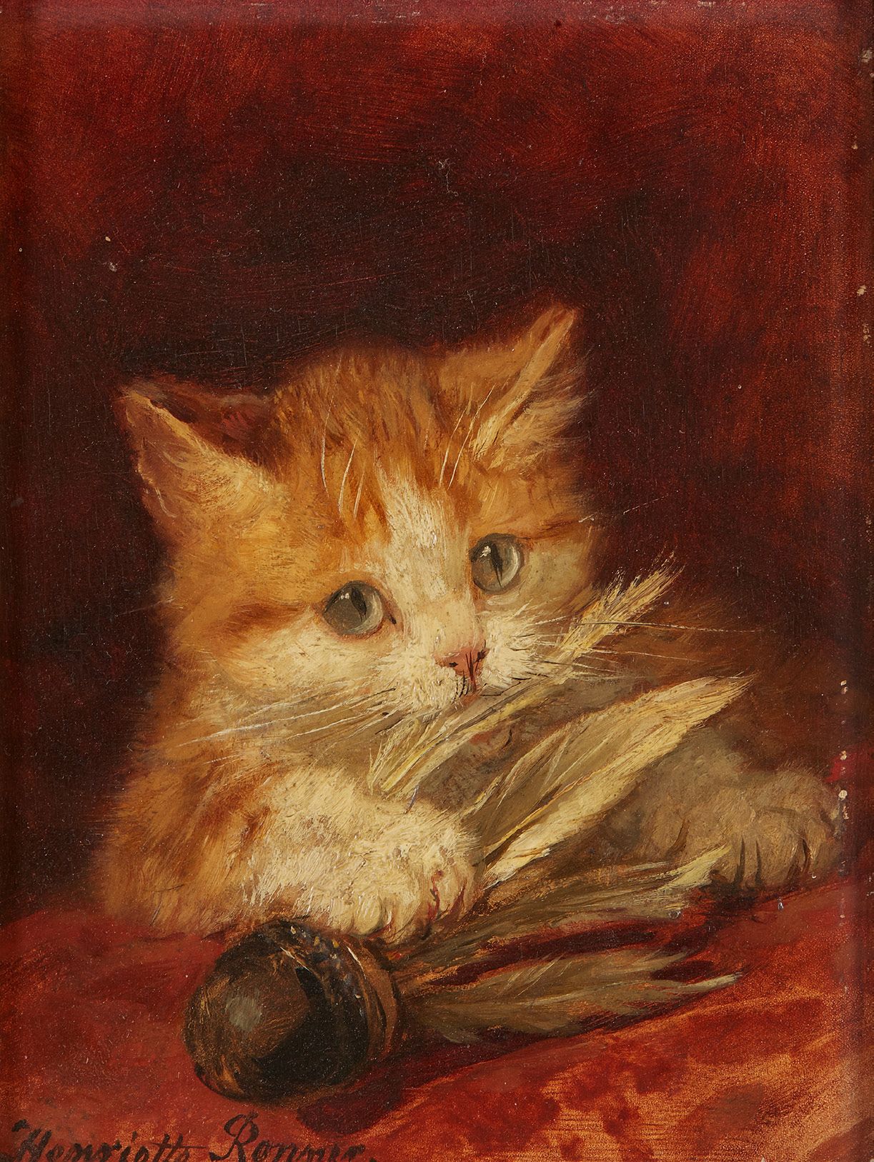 Henriette RONNER (1821-1909) 小猫玩耍
左下角签名的面板 20.5 x 15.5 cm