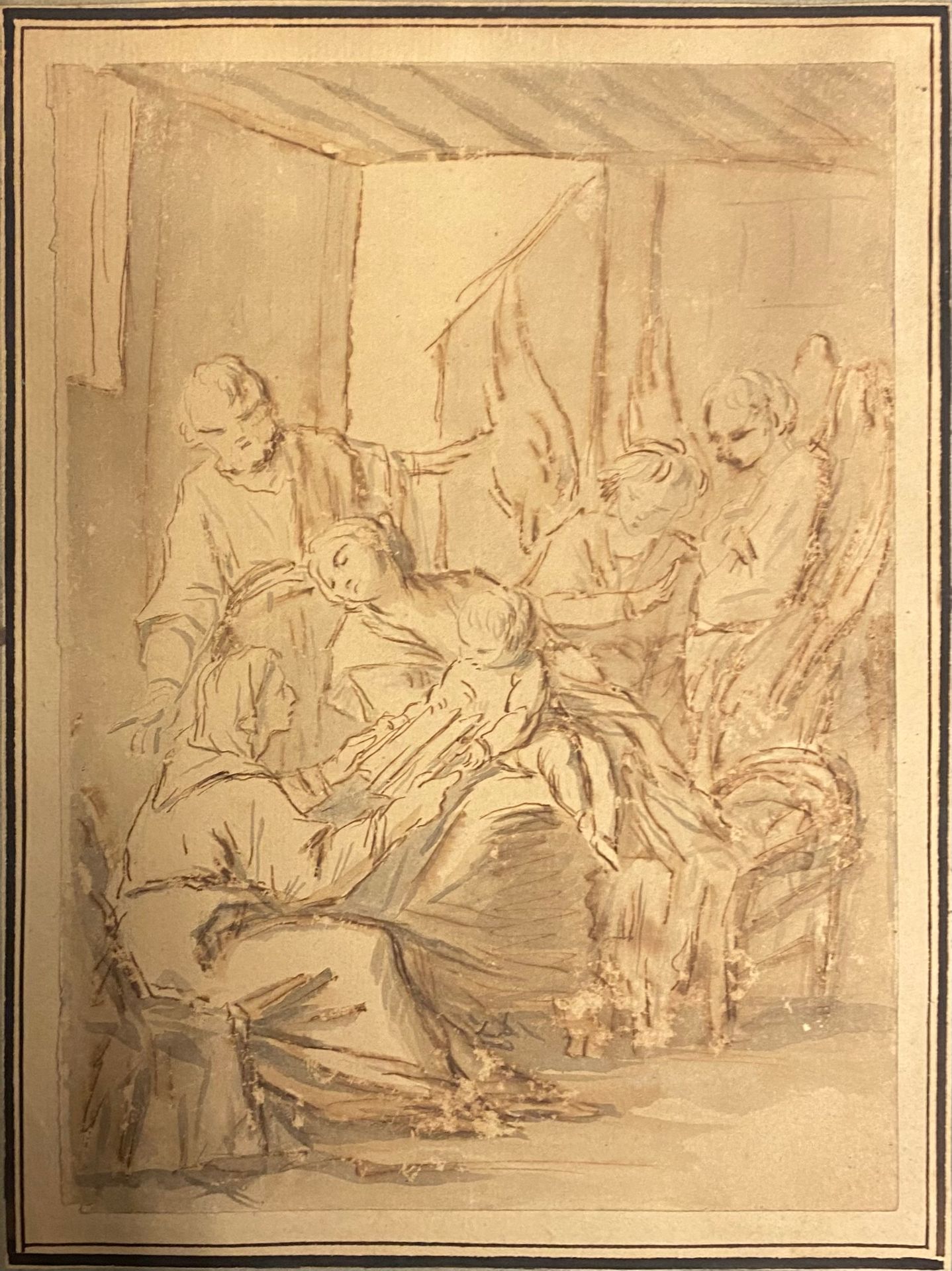 Null 18世纪法国学校，Jean - Baptiste Marie PIERRE的随行人员

圣家族与圣安妮和两位天使的合影

钢笔和棕色墨水，灰色水洗。
&hellip;