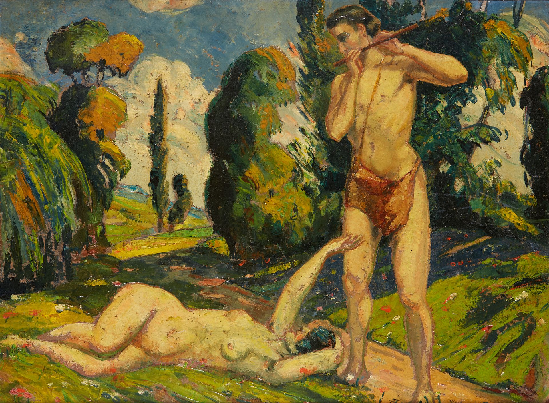 Null 塞尔吉-亨利-莫罗(1892-1963)

躺着的年轻女人和长笛演奏者

板上油彩。 

右下方有签名。

30 x 40厘米。