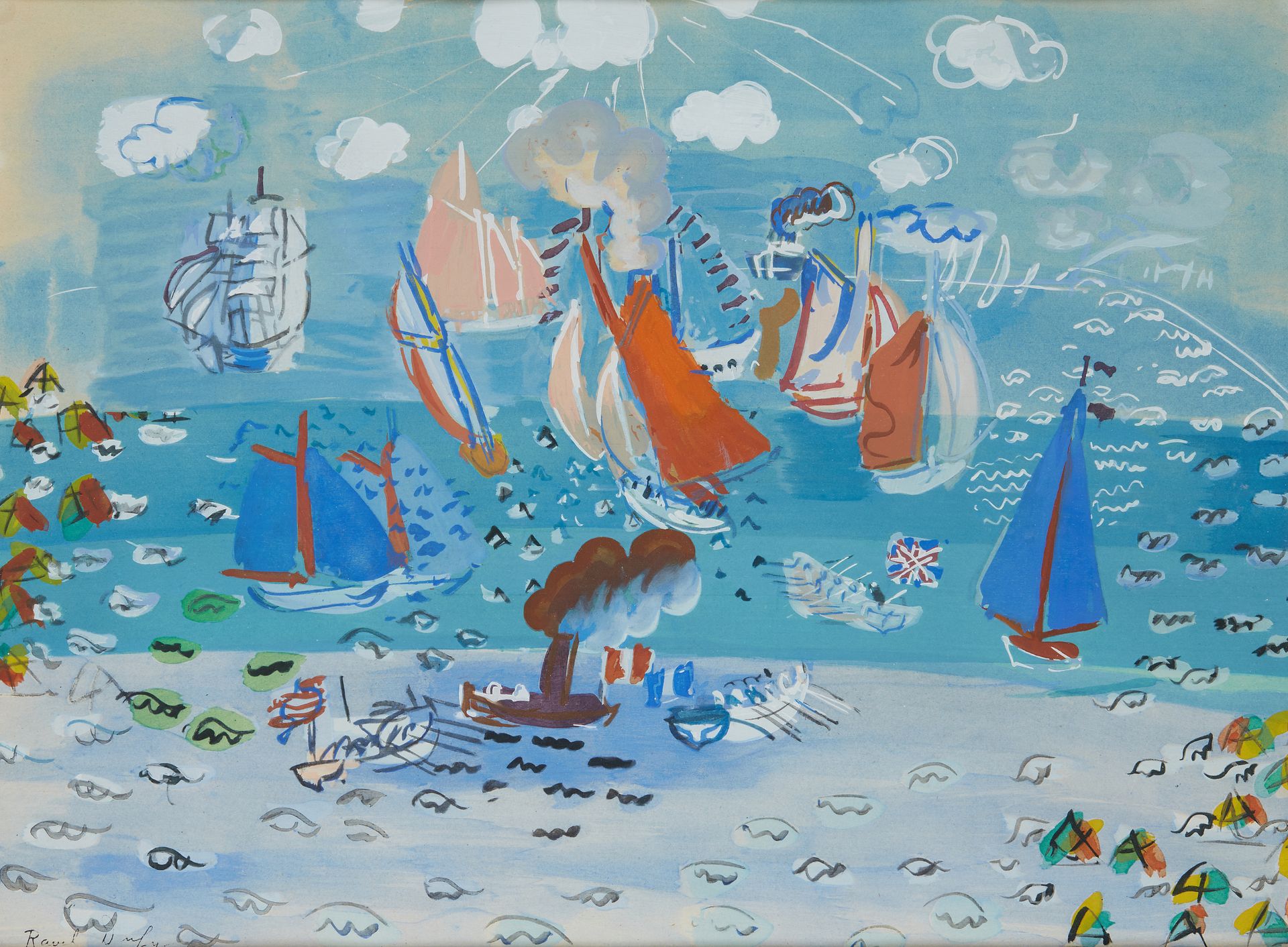 Null 拉乌尔-杜菲 (1877 - 1953)

航海节。

彩色石版画，左下角有签名。有框。

主题和纸张尺寸：44 x 59厘米。