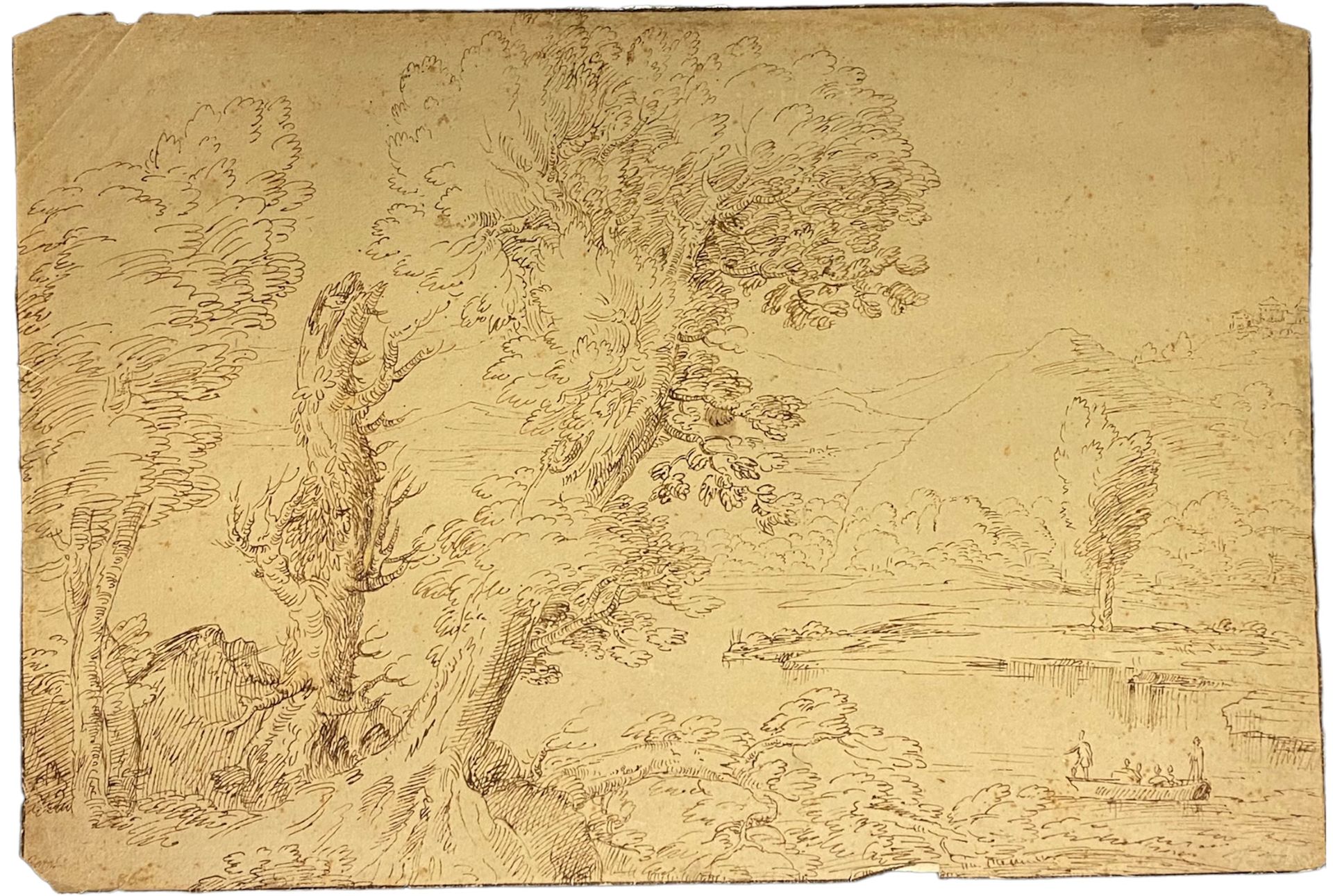 Null Ensemble de trois dessins :



- Ecole ITALIENNE vers 1700

Paysage à la ba&hellip;