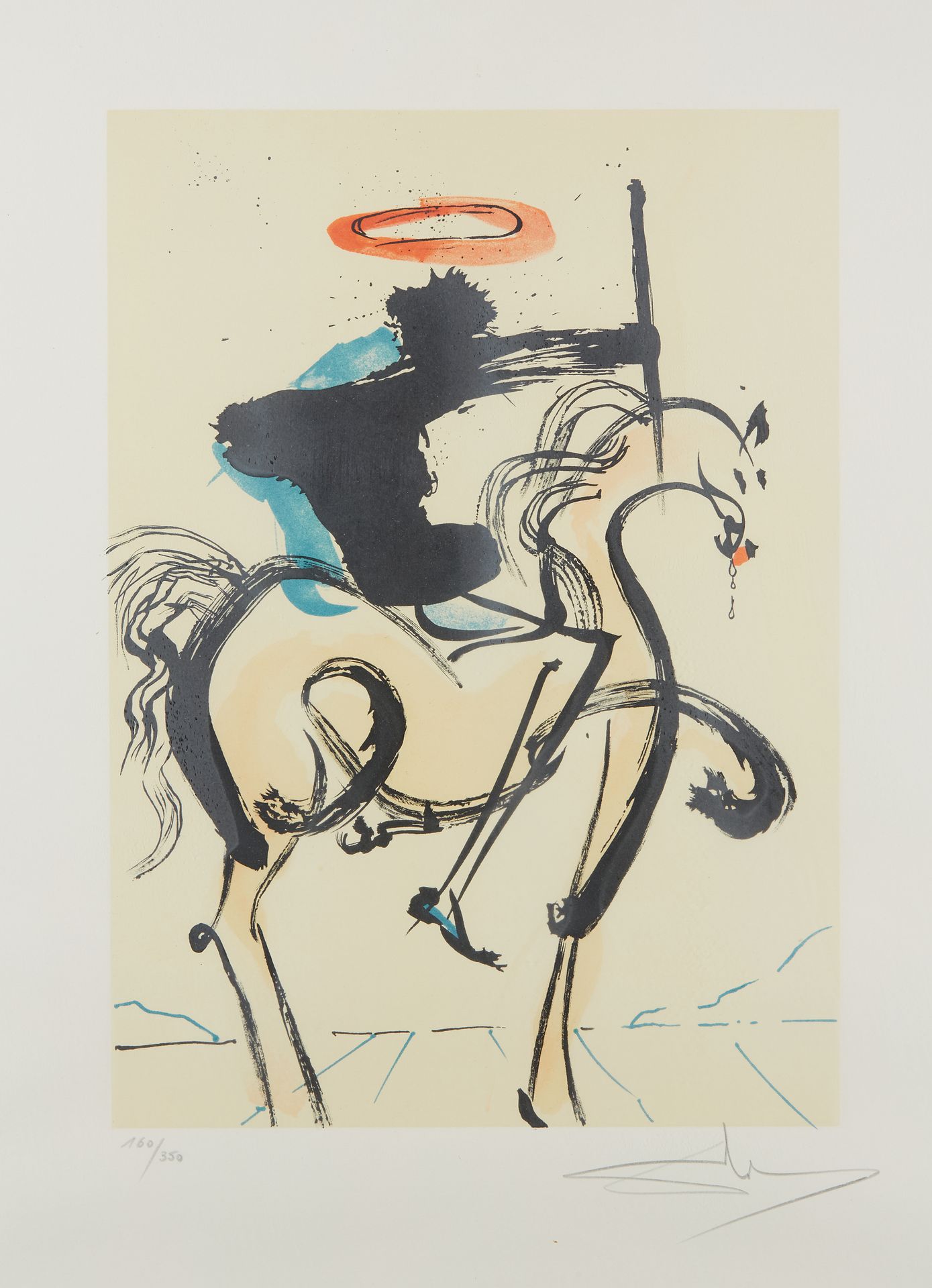 Null 萨尔瓦多-达利(1904-1989)，后

黑骑兵。

牛皮纸上的彩色石版画，右下角有签名，编号为160/350。

有框。

主题尺寸：34.5 x&hellip;