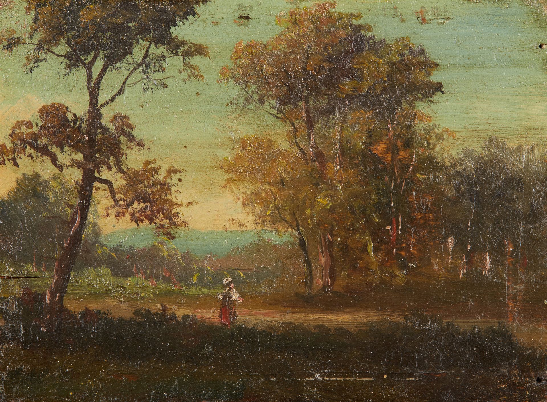 Null 
19-20世纪的学校

景观

一对木头上的油彩。

其中一张右下角有签名Heller。

尺寸：9.4 x 12.5厘米。