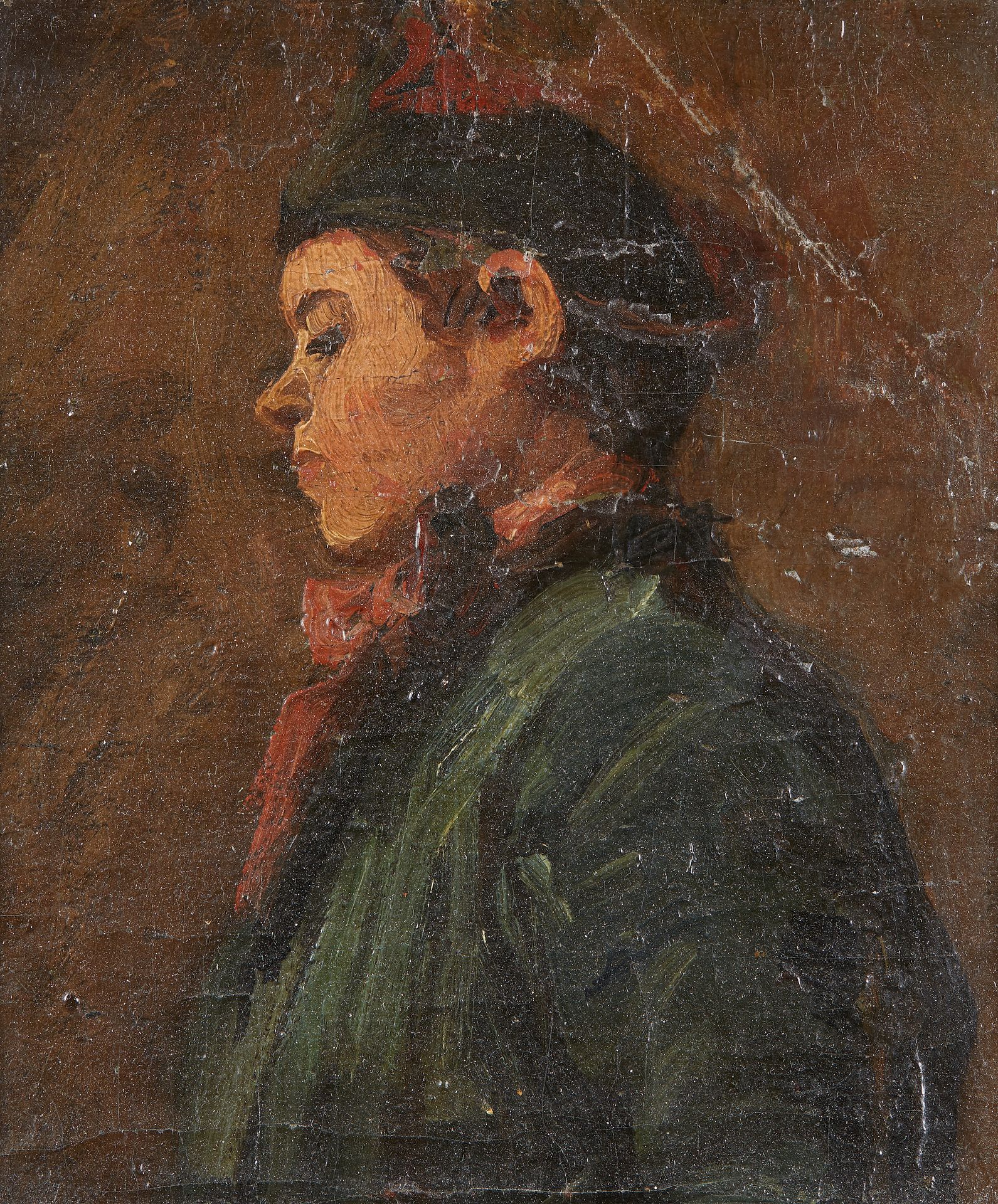 Null 约1900年的法国学校
年轻士兵的轮廓
布面油画，装在面板上。
20 x 17 cm