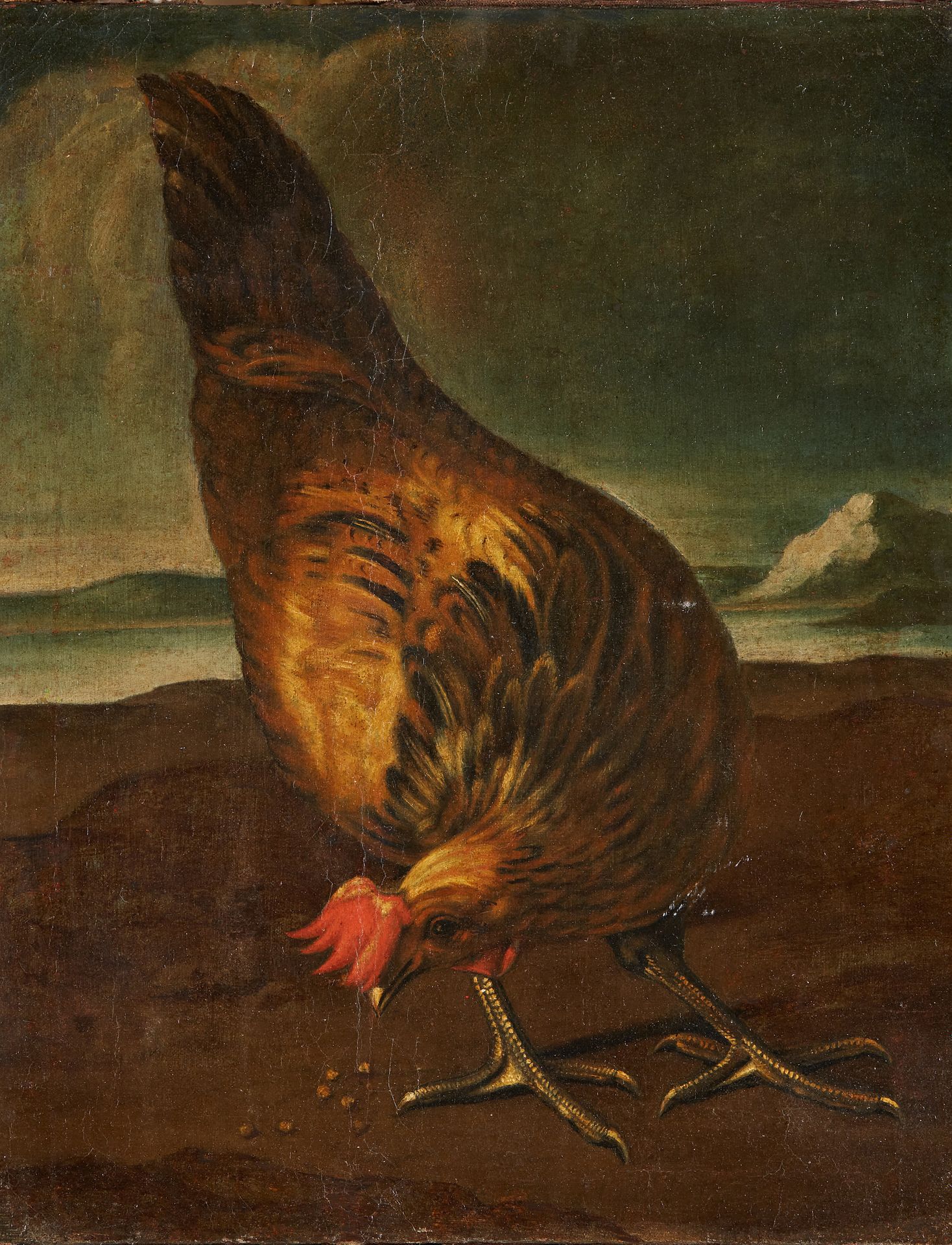 Null 
18世纪的***ITALIAN SCHOOL




景观中的公鸡




帆布。




60 x 47厘米。




事故和修复。




不含&hellip;