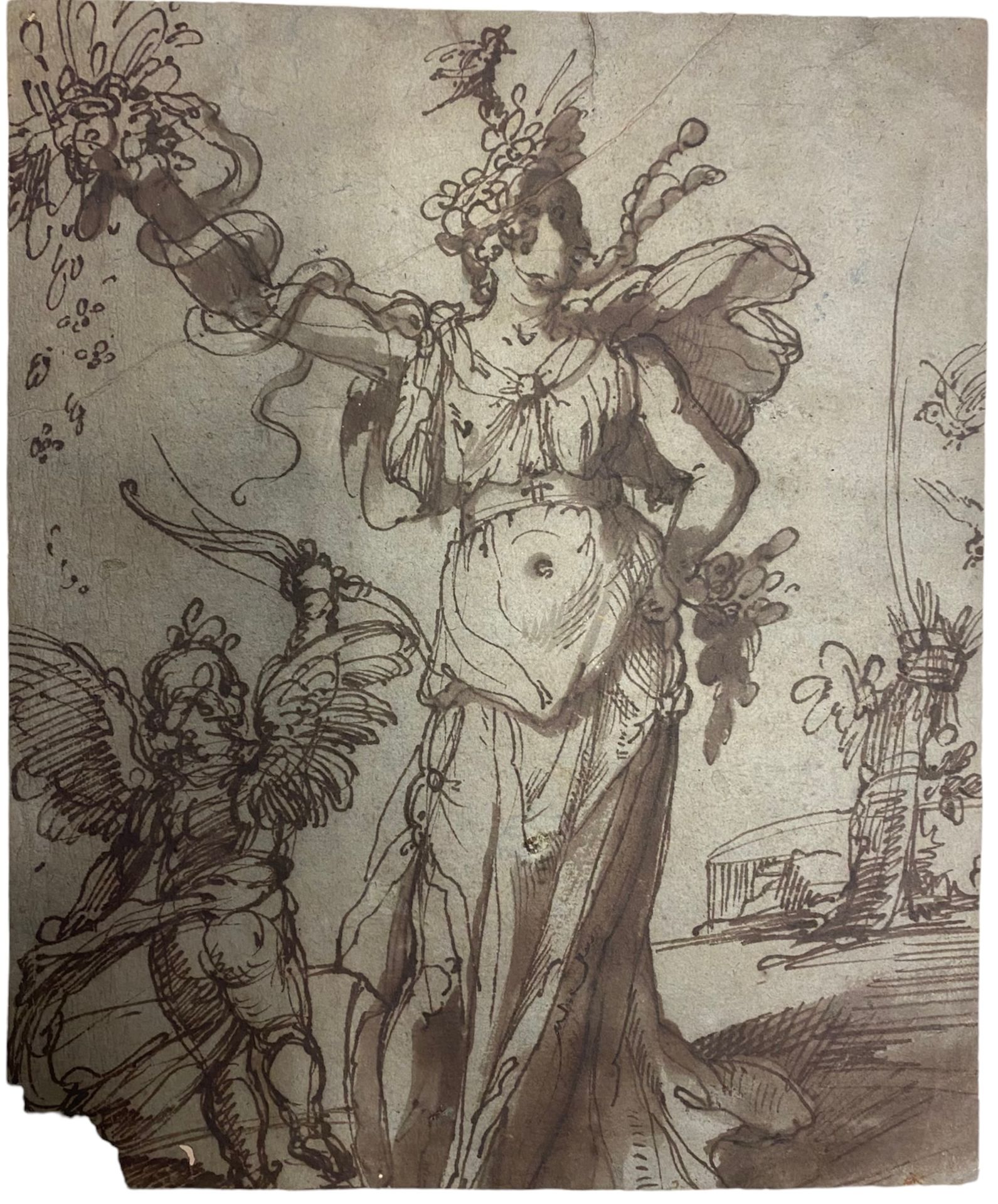 Null Lot of three drawings:



- ITALIAN school around 1700

Allegory of Abundan&hellip;