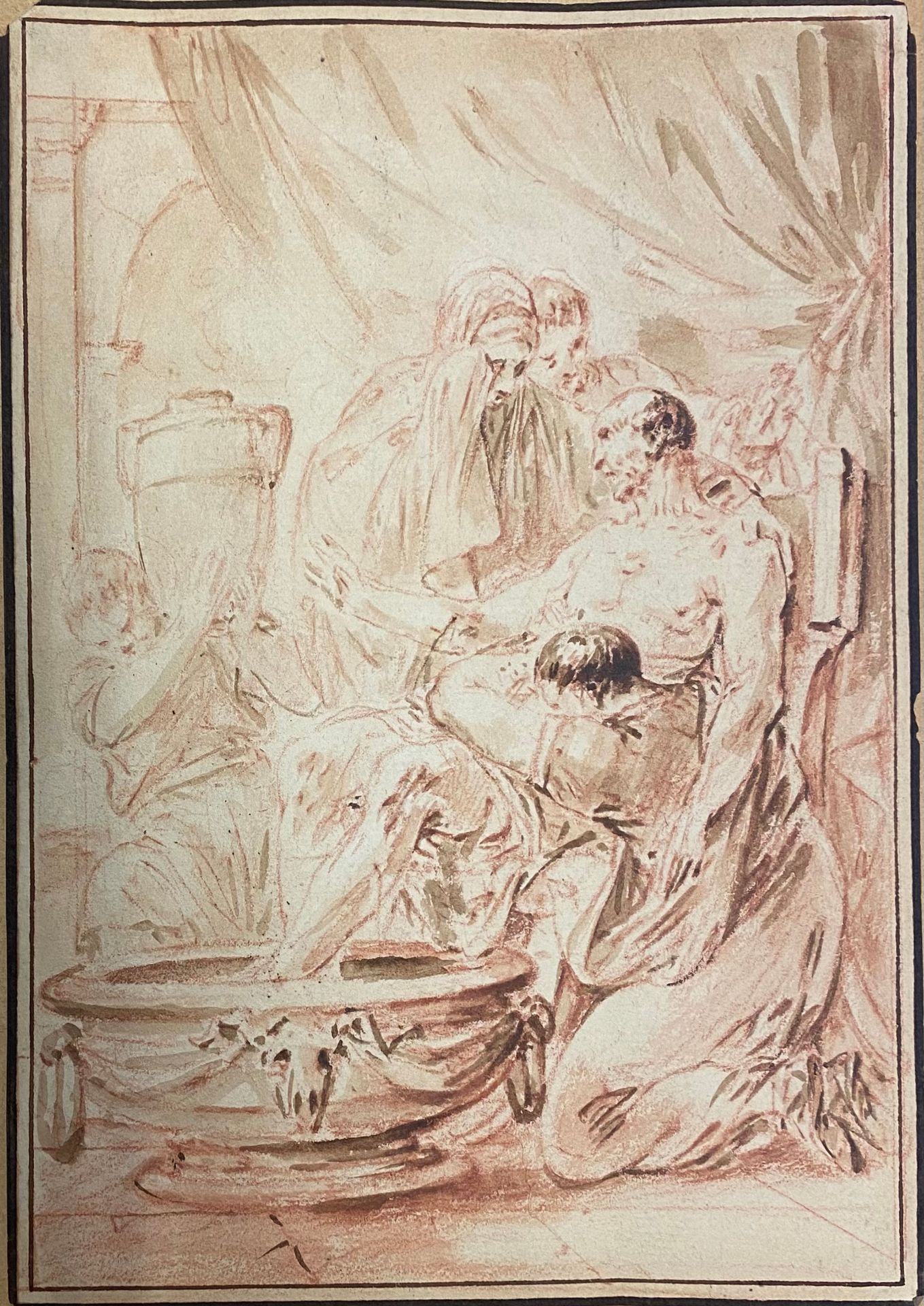 Null 一套五幅画。



- 18世纪的意大利学校

亚里士多德学派 ?

钢笔和棕色墨水，棕色水洗。

尺寸：22,2 x 17,8 cm。

在右下角有&hellip;