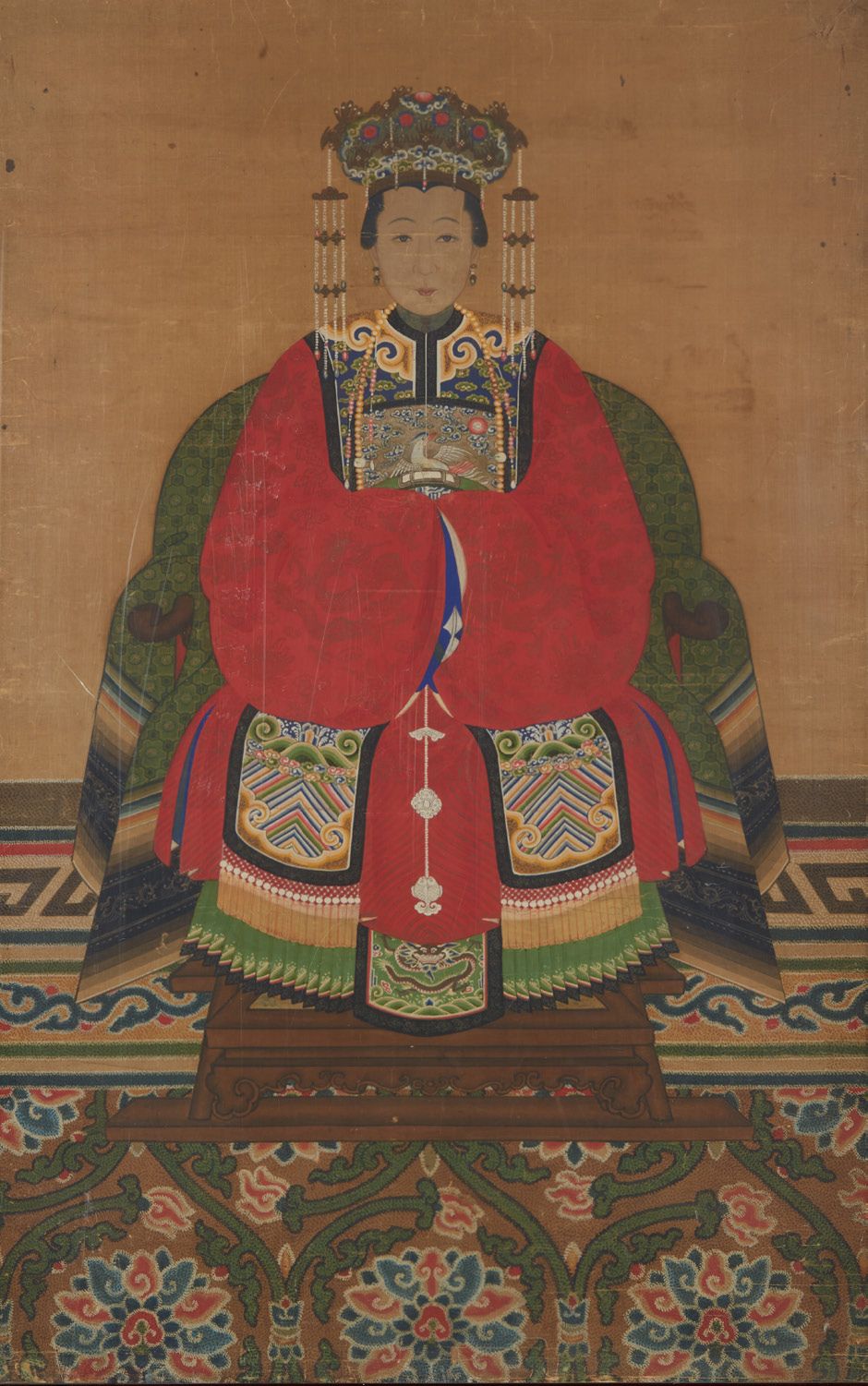 CHINE, fin XIXe siècle Portrait d'ancêtre à l'encre et couleurs sur soie représe&hellip;