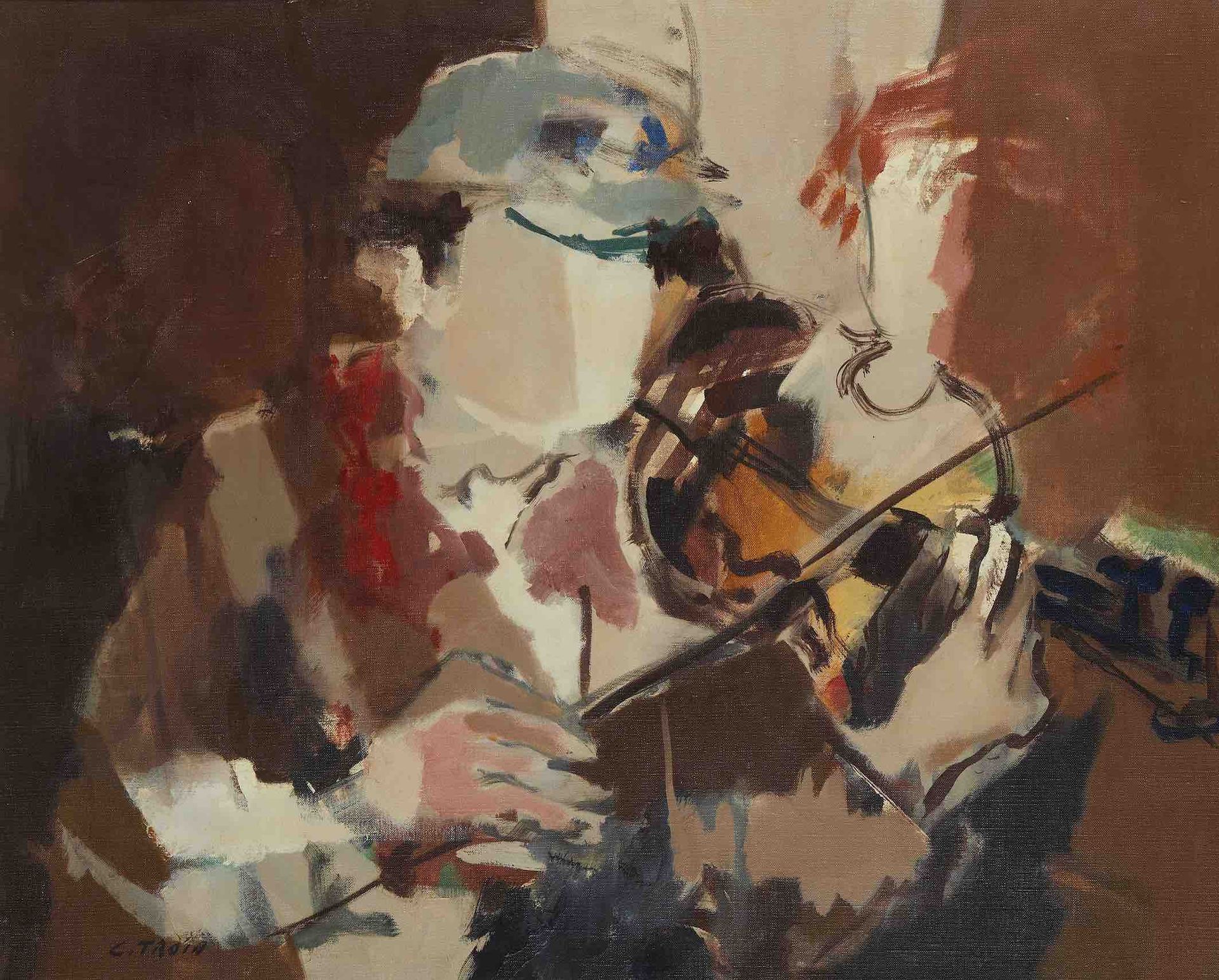 Null C.TROIN（20世纪）

小提琴家

布面油画，右下角有签名

尺寸：65 x 82 cm
