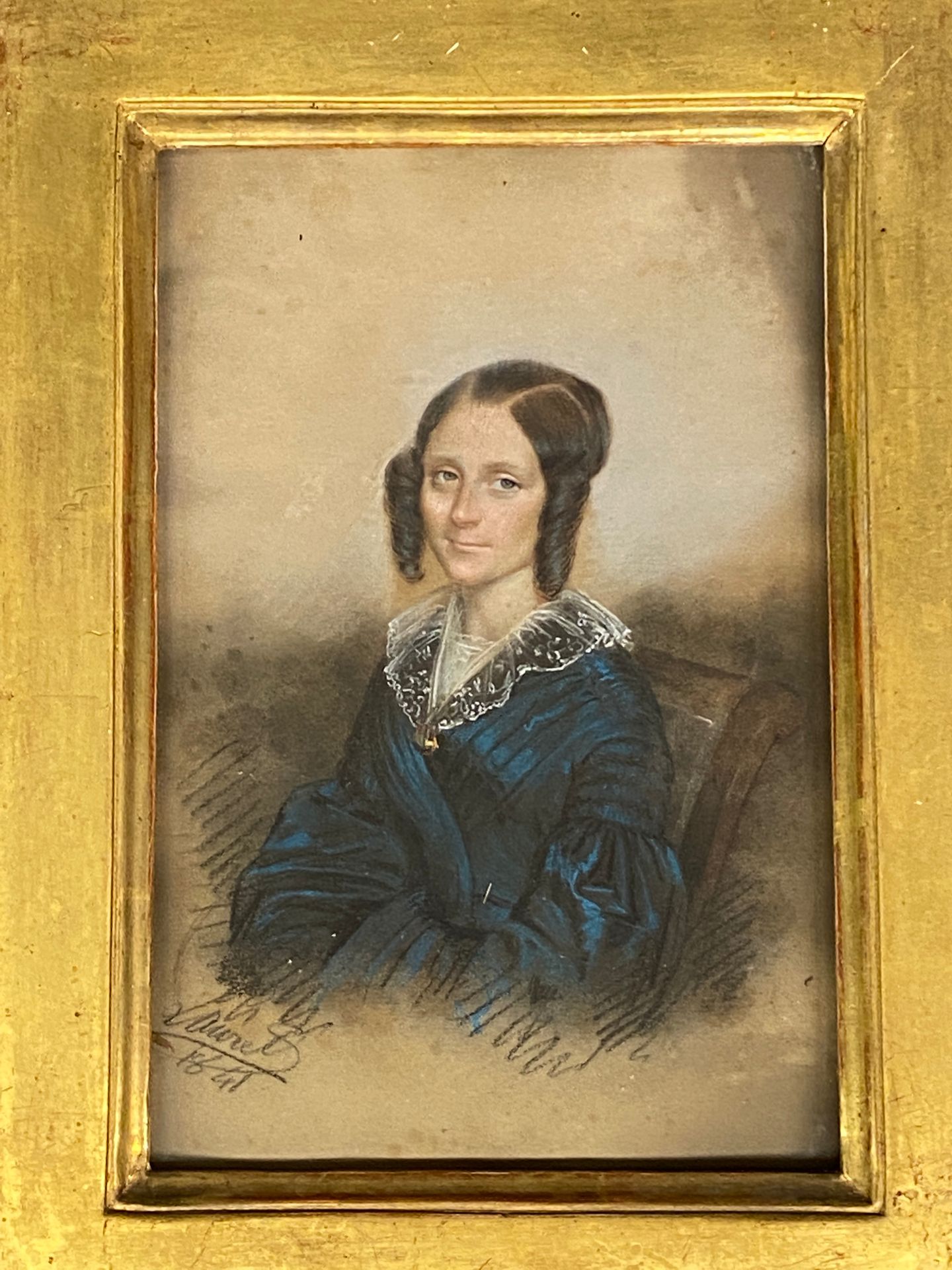 Null Ecole française du XIXe siècle
Portrait de jeune femme en habit bleu 
Paste&hellip;