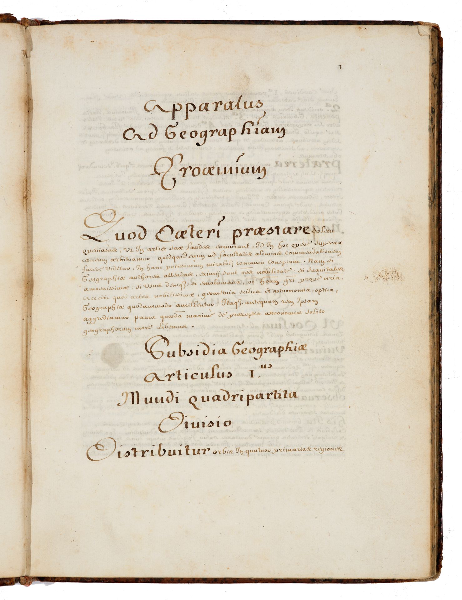 Null [JÉSUITES]. 
Manuscrit contenant un texte de géographie (Apparatus ad geogr&hellip;
