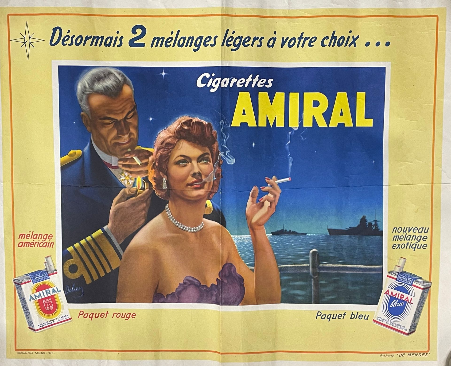 Null DELIEN (XXème siècle)
Cigarettes AMIRAL
Imprimeries Gaillard Paris
Affichet&hellip;