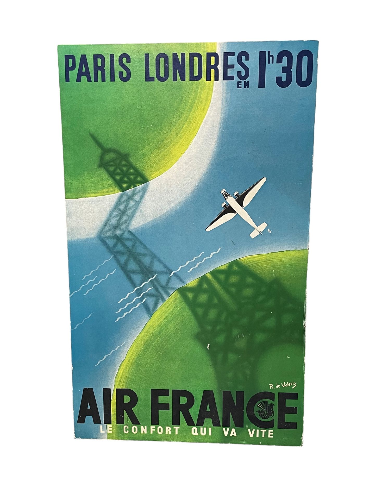 Null De Valerio
AIR FRANCE Paris Londres
Affiche contrecollé sur panneau. 
96,5 &hellip;
