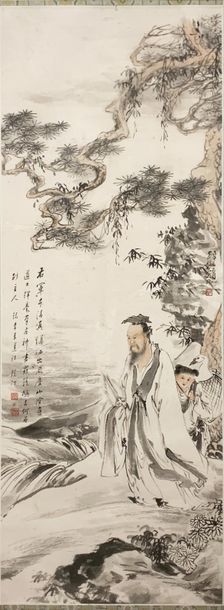 Xu Cao (1899-1961) et Wu Jingting (1904-1971) 
Peinture sur tissu figurant un pa&hellip;