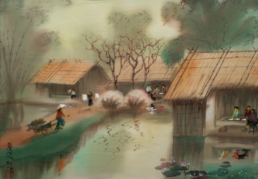 École vietnamienne du XXe Les travailleurs
Peinture sur soie.
Tampons.
Signée en&hellip;