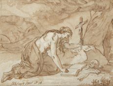 Ecole hollandaise, 1819 Sainte Marie Madeleine au désert
Plume et encre brune, l&hellip;