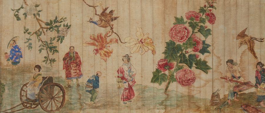 CHINE Deux gouaches sur papier (projets d'éventails)
XVIIIe/XIXe siècle.
Dim. : &hellip;