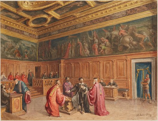 Giovanni Battista della LIBERA (Padoue 1824-1886) Six vues intérieures du palais&hellip;