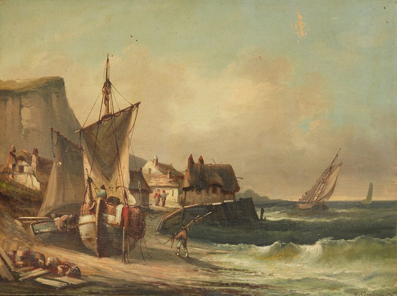 Henri CHEVALLIER (1808-1893) 
Bord de côte, 1879
Huile sur toile Signée et datée&hellip;
