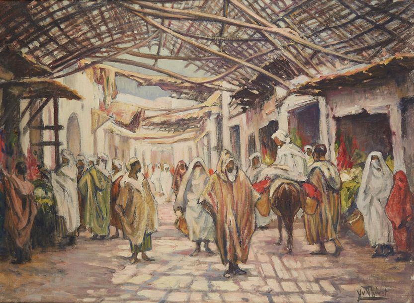 Yvonne THIVET (1888-1972) 
Rue couverte à Marrakech
Huile sur toile Signée en ba&hellip;